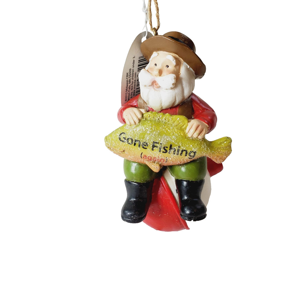 Midwest-CBK Christmas Ornament Santa Fishing Holiday NEW Hanging Christmas Tree